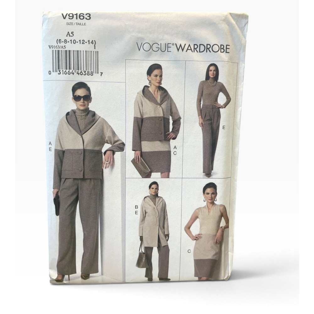 Vogue V9163 Misses' Jacket Skirt Pants Dress A5 6-8-10-12-14 Wardrobe Uncut FF